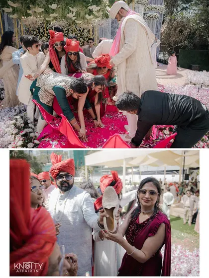 The playful 'joota chupai' ritual. We make sure to capture these fun and games that are a big part of Indian weddings.