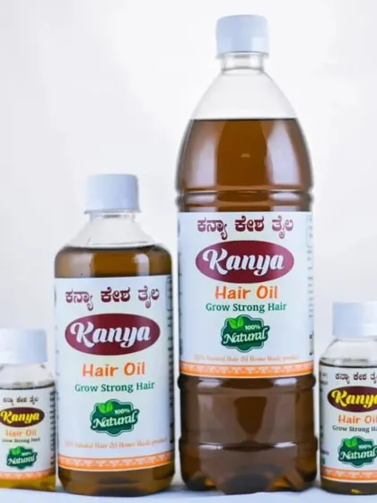 My Kanya Hair Oil is available in multiple sizes, from a small trial bottle to a large family-sized one.