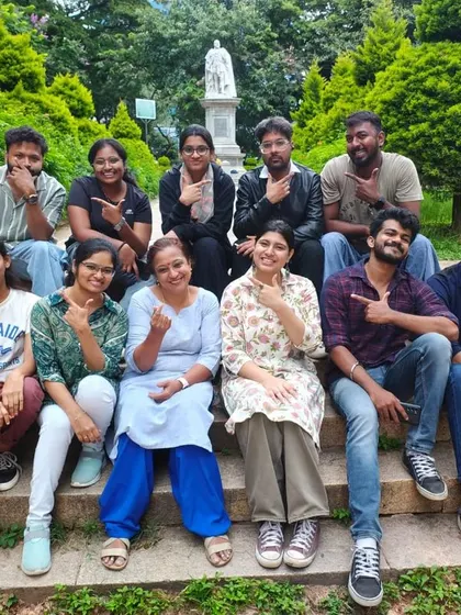 A group of our volunteers taking a break at Cubbon Park. Our community is built on friendship and shared experiences, both inside and outside of our scheduled activities.