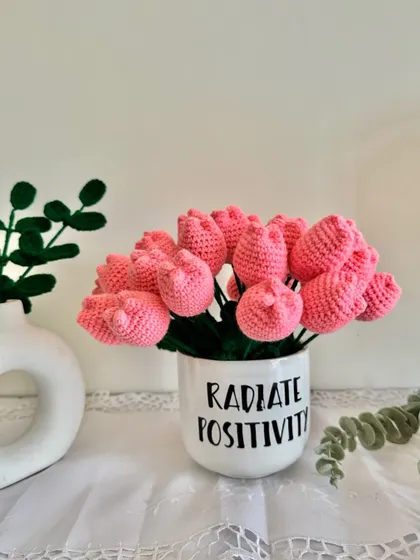 These crochet tulips will stay bright and beautiful forever, making them a wonderful keepsake.