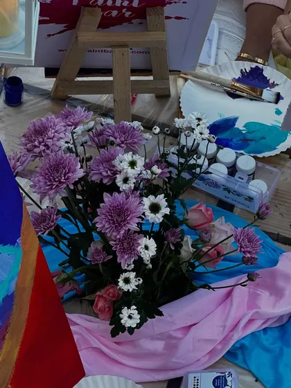 A close-up of the beautiful, personalized setup for a private family workshop. We love adding these special touches to your celebrations.