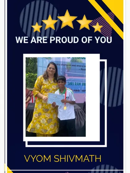 Dedication is the key to success. I am proud of Mst. Vyom Shivmath for bagging the gold medal in his school tournaments for both DSO and CISCE in the U/14 category.