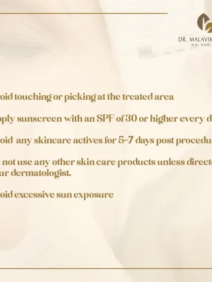 Proper post-procedure skincare is crucial for optimal results. This list includes key tips like avoiding picking at the treated area and applying a high SPF sunscreen daily to ensure your skin heals beautifully.