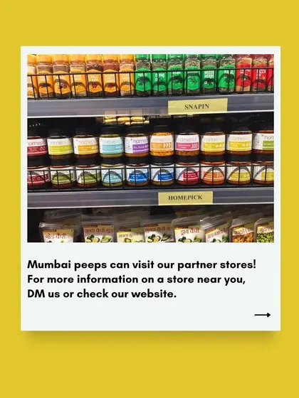 Wondering where to get your next fix of achaar? Mumbai folks can visit our partner stores. For more information, check our website or send us a DM.