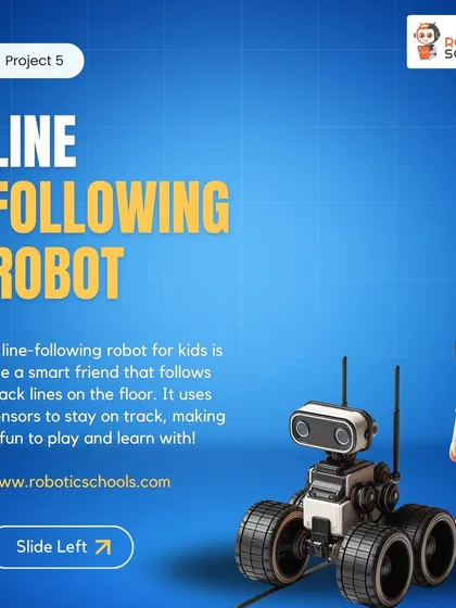 A line-following robot is a smart friend that follows black lines on the floor. It uses sensors to stay on track, making it a fun challenge to play and learn with.