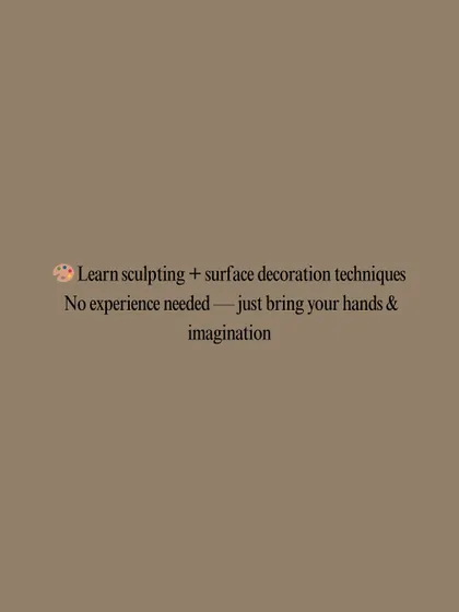 A simple text graphic highlighting that our miniature sculpting workshops require no prior experience, just your hands and imagination.
