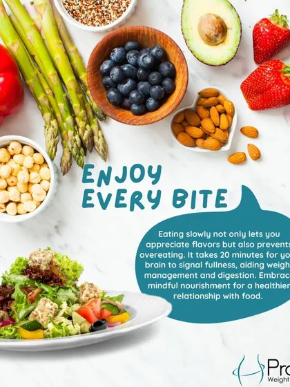 Enjoy every bite. Eating slowly helps your brain signal fullness, which prevents overeating and aids digestion. We encourage mindful nourishment for a healthier relationship with food.
