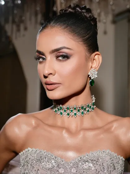 A close-up of the stunning silver and lilac eye makeup. The shimmer catches the light beautifully, creating a look that is both bold and unapologetically glamorous.
