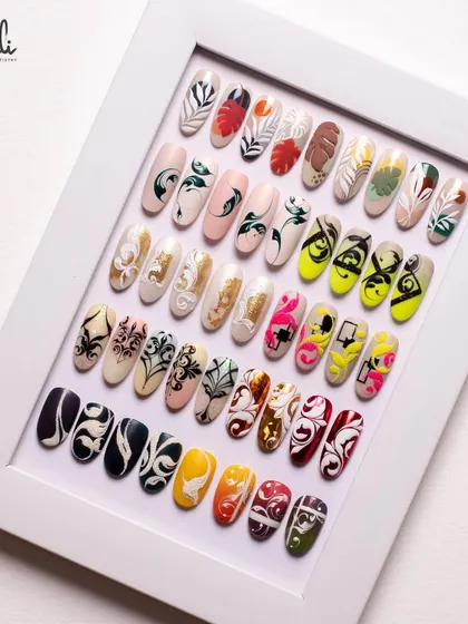 A full portfolio frame showcasing a wide variety of my swirl and abstract designs.