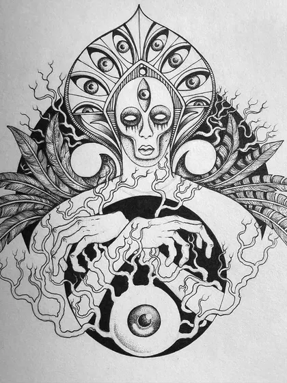 An alternate composition of the multi-eyed goddess.