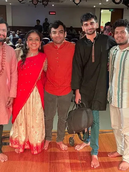 With my fantastic friends and bandmates after our debut show at RR Sabha in Chennai. It was a memorable experience arranging and rehearsing for this milestone concert.