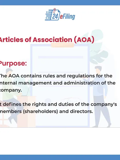 The AOA governs the internal management of your company. This document defines the rights and duties of directors and shareholders, ensuring smooth and compliant operations from day one.