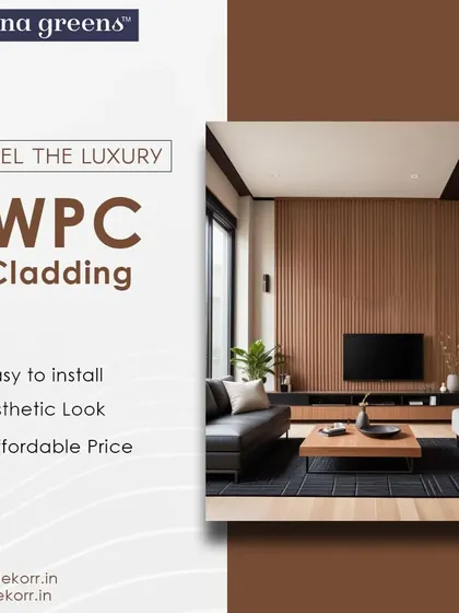 Feel the luxury with our WPC cladding. It's an affordable way to get a high-end, aesthetic look that is also easy to install, as shown in this contemporary living room setup.