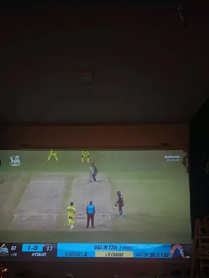 The cricket pitch viewed on our large projector screen. You won't miss a single ball with our high-quality projection.