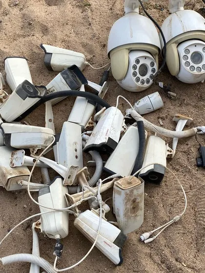 More outdated equipment, including old PTZ and bullet cameras, removed from a client's property. I clear out the old system before installing a modern, more effective one.