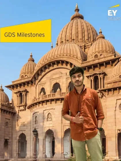 A repeat of the EY GDS Milestones photo with the Belur Math backdrop, showcasing the variety of culturally significant locations we can offer with our Green Screen service.