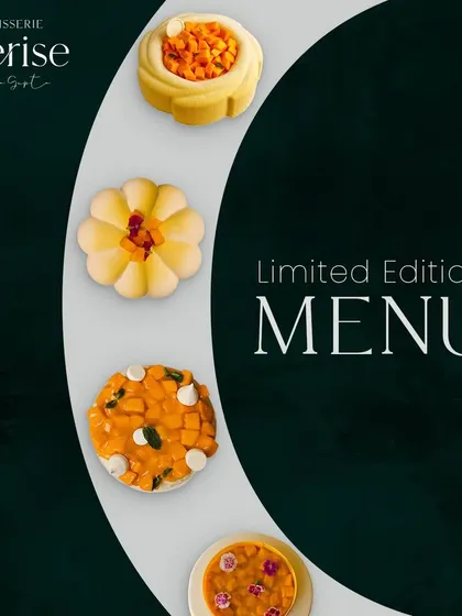 My limited edition mango menu is designed to give you a full summer fix. This image showcases the variety of mango entremets I offer, each a unique take on this beloved fruit.