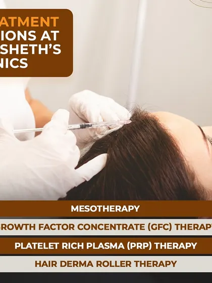 We offer a range of effective, science-backed treatment options for hair loss. Our solutions include Mesotherapy, Growth Factor Concentrate (GFC), Platelet Rich Plasma (PRP), and Hair Derma Roller therapy.