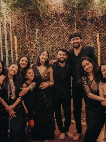 We gather with guests after the Diwali music set, closing the evening with a group picture.