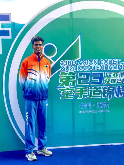 My student Harshit Pandey representing India at the 23rd Asian Karate Championship in China. The experience of competing at the Asian level is invaluable for a fighter's growth.