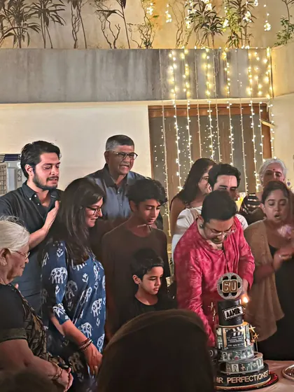 Aamir Khan celebrating his 60th birthday with his family and our custom "Mr. Perfectionist" cake. It's always a joy to be part of these intimate family moments.