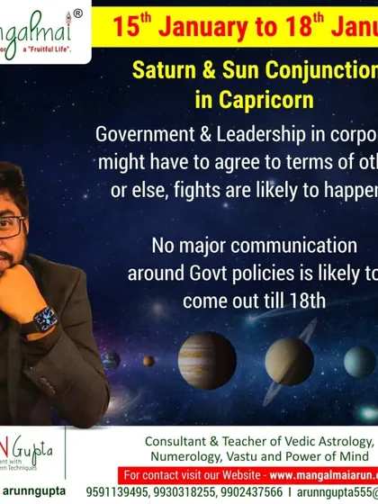 A prediction for the Saturn and Sun conjunction in Capricorn. I explain the likelihood of political disagreements and advise that governments may need to concede to avoid fights.