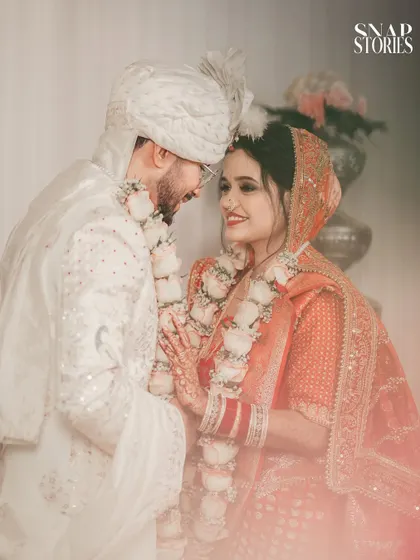 A soft and romantic portrait of a couple, with a dreamy, hazy effect. We use creative techniques to add an artistic touch to your wedding photos.