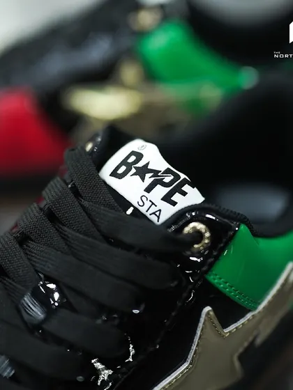 Handling grails is what I do. This close-up on the patent leather and iconic tongue tag of a Bape Sta Dubai Anniversary edition shows the level of exclusive heat I authenticate and source.