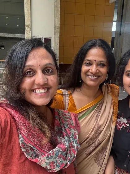 With my core team, Meghana and Prathima. These two wonderful ladies were instrumental in preparing the children of Srishti Special Academy for their big performance. I am so grateful for their dedication.