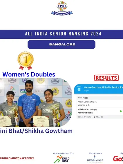A duplicate poster of Ashwini Bhat & Shikha Gowtham's Gold medal win in Bangalore.