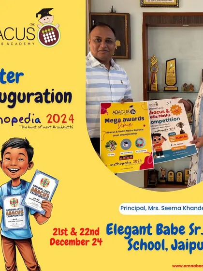 Principal Mrs. Seema Khandelwal of Elegant Babe Sr. Sec. School, Jaipur, helps us launch the competition poster.