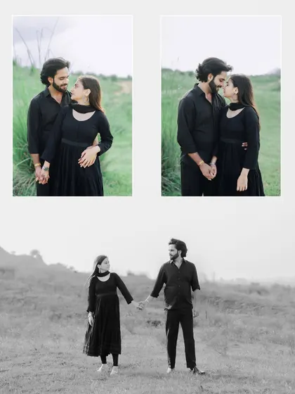 A collage of portraits from a nature shoot, showcasing different poses and the beauty of black and white photography.