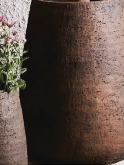 Here is another look at the 'Modernistic Enigma' collection, showcasing the deep texture and enigmatic charm of these GRC planters. They are designed to make your outdoor sanctuary a canvas of elegance and mystery.