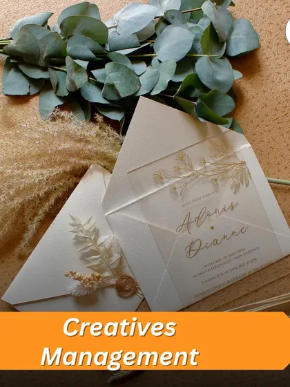 My Creatives Management service covers all your design needs, from elegant wedding invitations and stationery to welcome signs and other event-day paper goods.