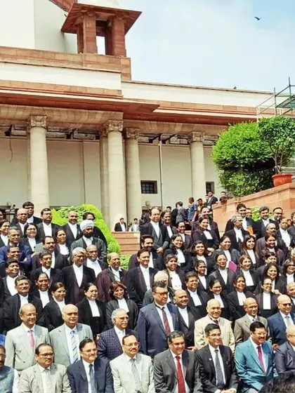 A group photograph with my esteemed colleagues at the Supreme Court of India. Being part of this institution means upholding its integrity, which includes finding efficient solutions like mediation and settlement to reduce the burden on the justice system and deliver faster outcomes for litigants.