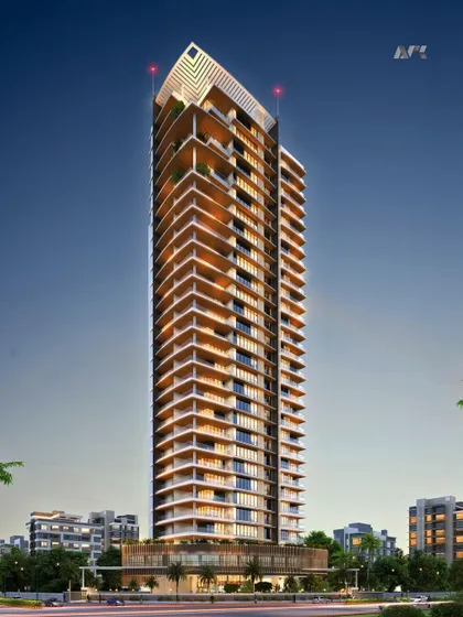 Another perspective of the Kukreja The One tower in Nagpur. The architectural design blends sophistication with serenity, setting a new benchmark for high-rise living in one of the city's most prestigious locations.