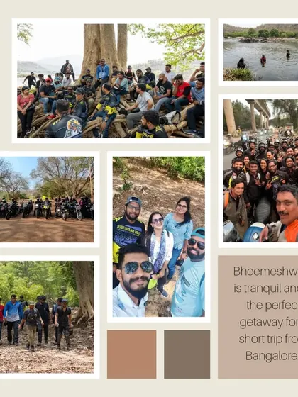 A collage and photo from our one day ride to Bheemeshwari. It was a tranquil journey through pristine wilderness, perfect for a quick getaway and welcoming new faces to the BMR family.