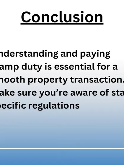 To ensure a smooth and legally compliant property transaction, it is essential to understand and pay the correct stamp duty. Always be aware of the specific regulations in the state where you are buying property.