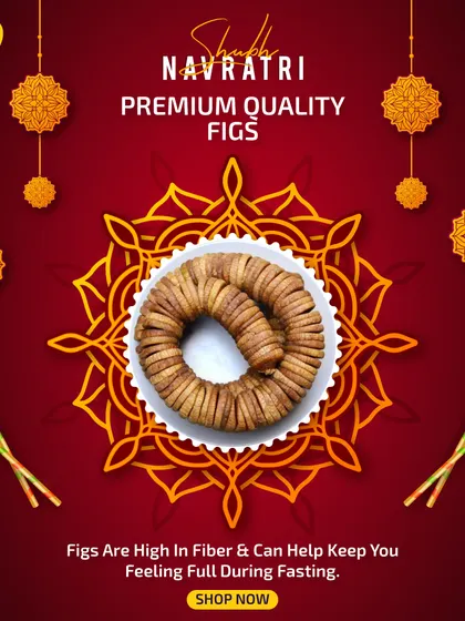These are my premium quality figs, also known as anjeer. They are high in fiber, which helps you feel full and satisfied, making them an excellent choice for fasting during Navratri or as a daily healthy snack.