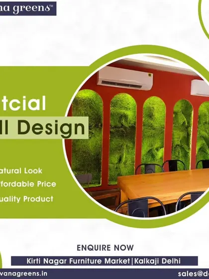 This vertical wall design adds a natural look to this restaurant's interior. The arched green panels create a unique architectural feature that is affordable, high-quality, and eye-catching.