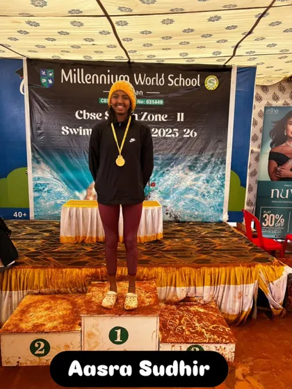 Aasra Sudhir on the top of the podium.