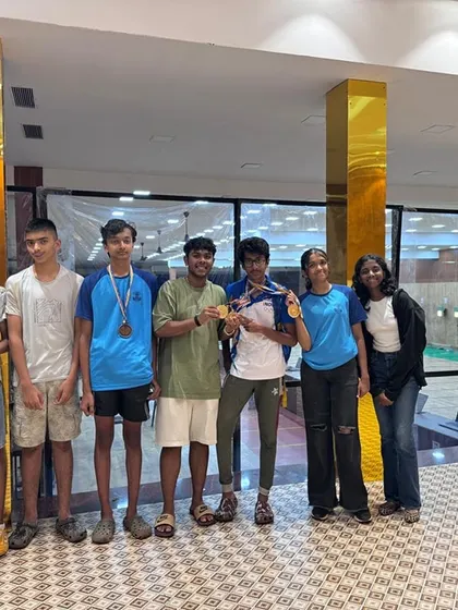 Our shooters from the 0832 Open Championship in Goa, celebrating their silver and bronze medal wins.