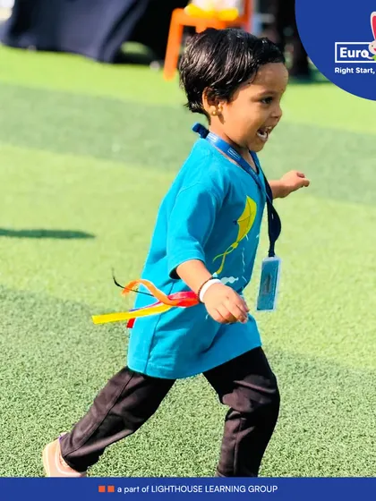 The pure joy of running. This action shot from our 'Health is Wealth Day' captures the energy and enthusiasm of our young learners as they participate in fitness activities.