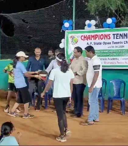 Another shot from the prize ceremony where Keerthana is recognized for her U16 state championship win.