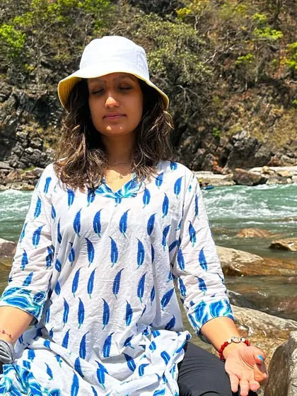 Another moment of quiet contemplation by the sacred Ganga river. This is what finding your Om Shanti, or ultimate peace, feels like.