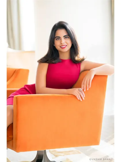 A bright and elegant portrait of Isha Ambani for a Femina India cover shoot. The focus was on creating a fresh, modern, and powerful image.