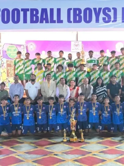 The final awards ceremony at the CBSE Nationals, with our players and their school team celebrating their championship win.