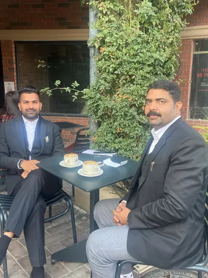 A client consultation or a strategy session often happens over a cup of coffee. Here I am meeting with a fellow advocate to discuss case details in a more relaxed setting.