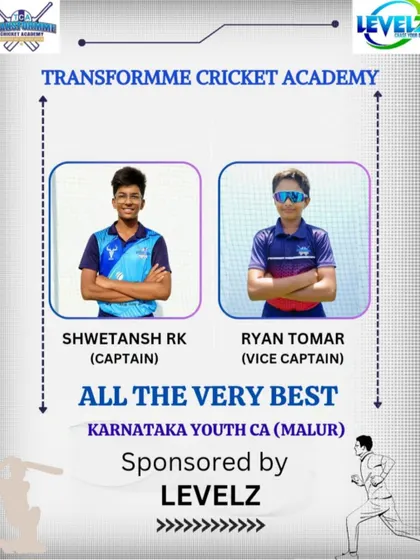Announcing the captain and vice-captain for the Karnataka Youth CA (Malur) U-14 team, both from our academy. We develop not just players, but leaders.