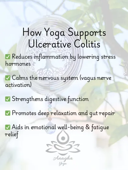 Learn how yoga supports UC management by reducing inflammation, calming the nervous system, and promoting deep relaxation for gut repair.